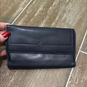Vintage Princess Gardner Elegant Navy Blue Leather Wallet